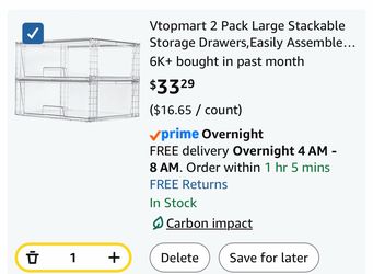 Vtopmart 2 Pack Large Stackable Storage Drawers,Easily Assemble Clear Acrylic Bathroom Closet Undersink Organizers,Plastic Storage Bins for Cabinet,Ki