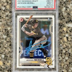 2021 Bowman Draft Rookie Auto Jackson Merrill PSA graded