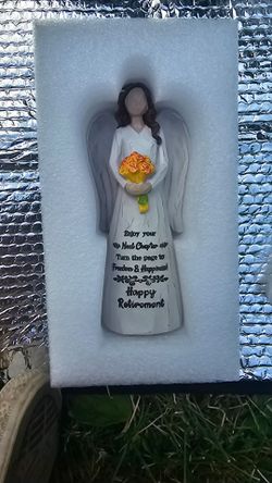 NEW Happy Retirement Angel Figurine Gift – Keepsake with Bouquet