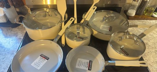 Bobby Flay Cream Ceramic Cookware Set