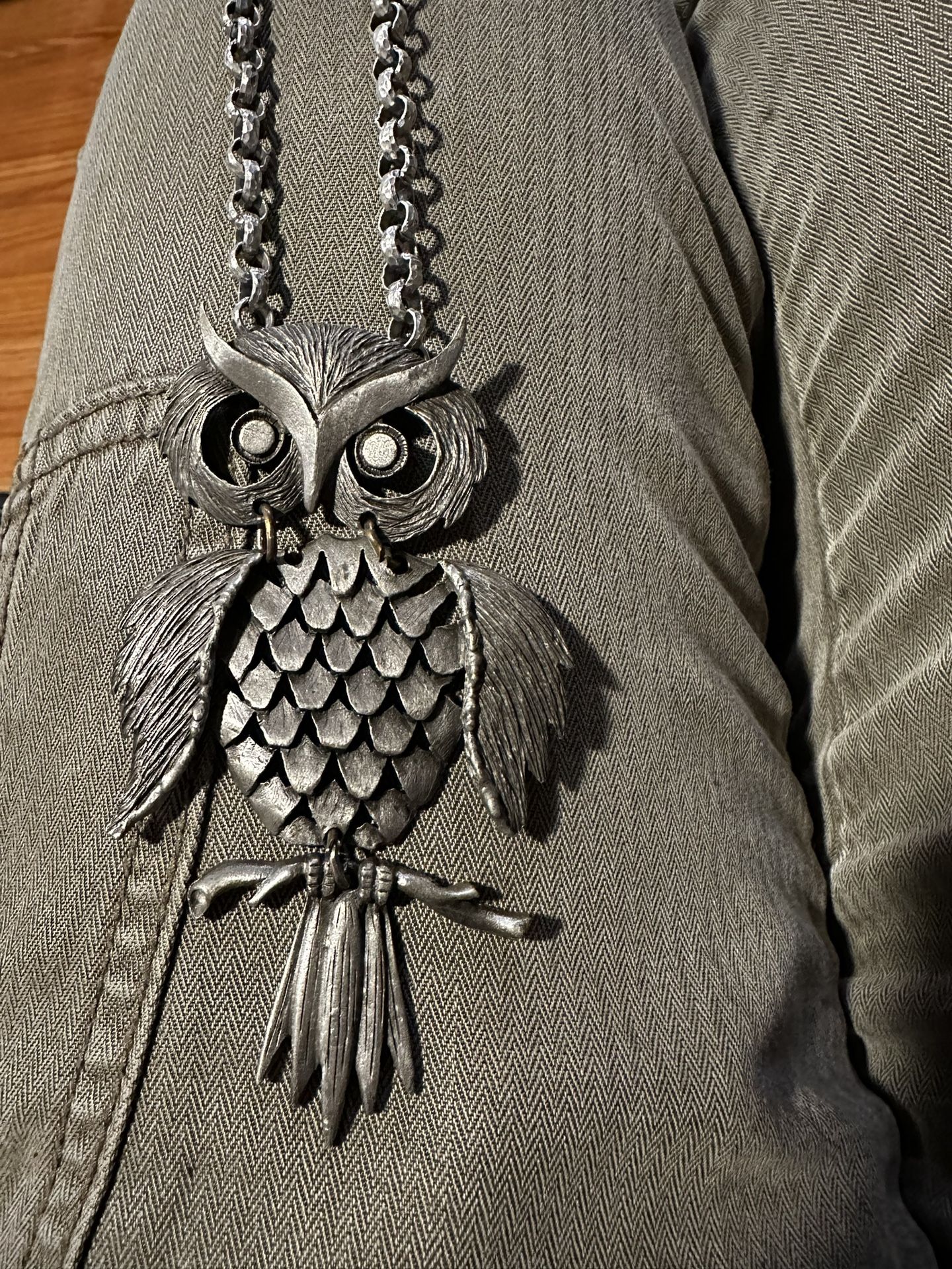 VTG 70'S Articulated Large Owl Statement Necklace