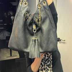 Michael Kors Black Purse pebbled leather drawstring bucket bag
