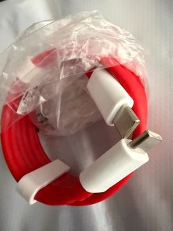 C to C phone cable red & white 3’