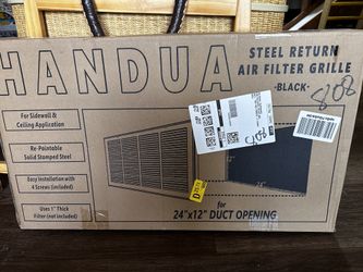 Duct opening black Grill 24” by 12” steel brand new with hardware