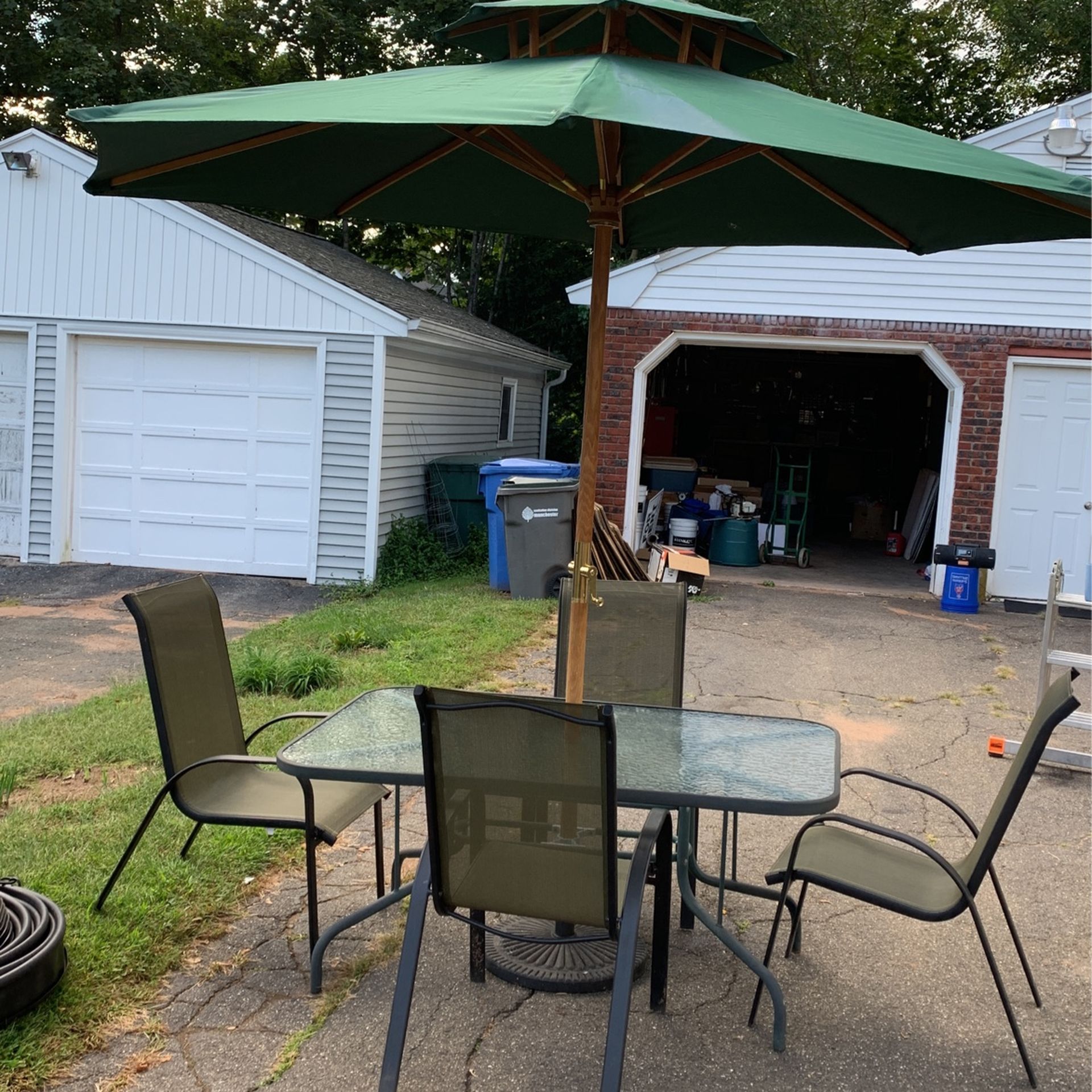 Patio Set 6 Chairs Umbrella  