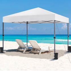 10x10 Pop Up Canopy Tent 1-Button One Person Quick Setup, White