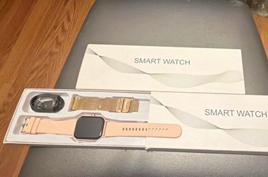 Smart Watch 44mm Gold Metal Case Pink Silicone Band + Gold Mesh Band Android/iOS