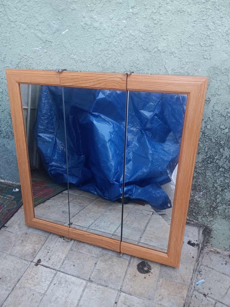 Bathroom Wood Wall Cabinet Mirror