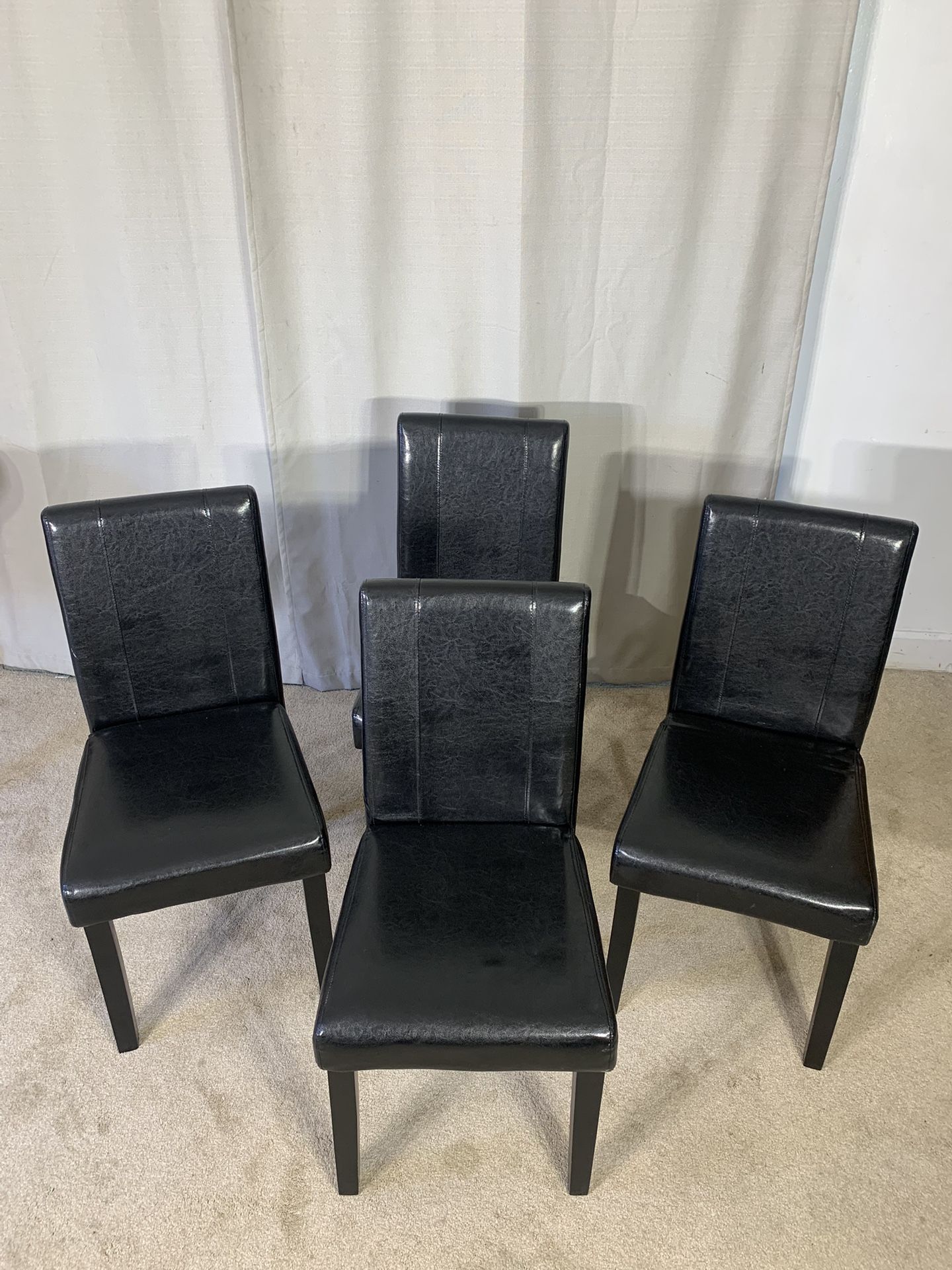 Elegant Black Upholstered Dining Chairs (4)