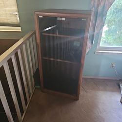 Solid Oak with smoked glass Stereo Cabinet 
