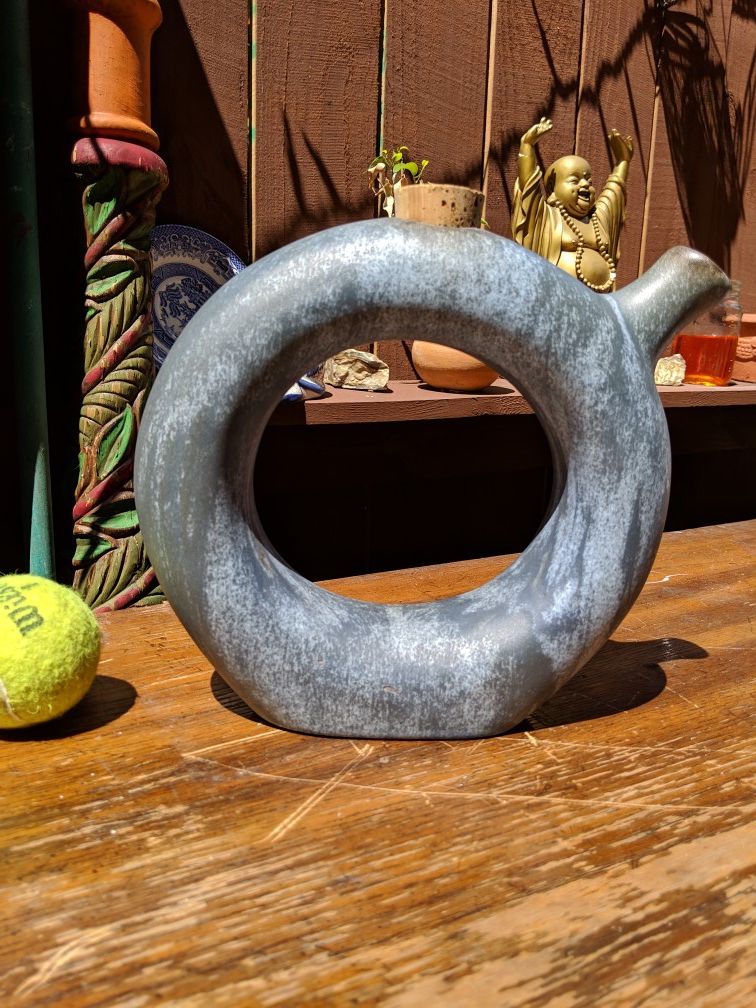 Ceramic circle shaped ceramic or clay container made in Guatemala