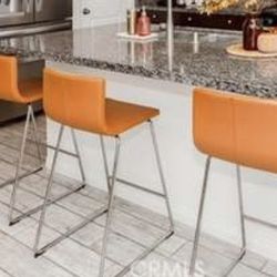 3 IKEA LEATHER BAR STOOLS IN GREAT CONDITON 