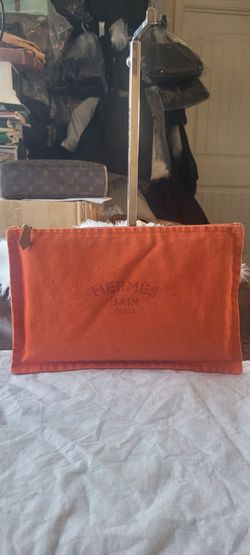 Authentic HERMES BAIN PARIS FLAT Yachting Orange Pouch/Clutch- USED(PRE-LOVED)