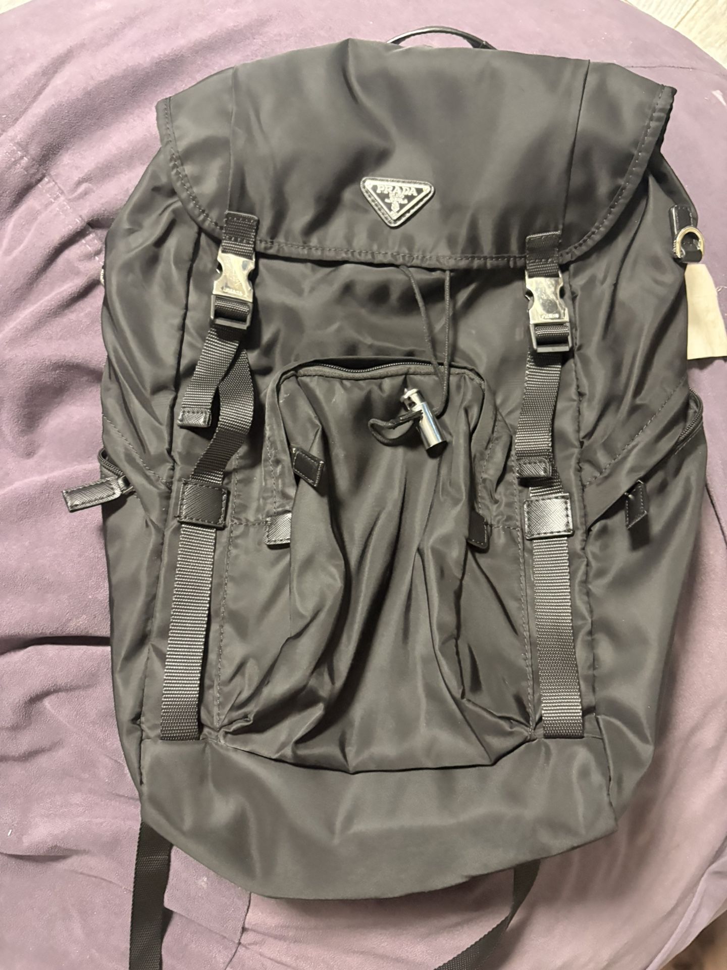 Prada Re-Nylon Saffiano Leather Backpack Men Black One Size