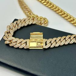 Iced Out Cuban Link Chain 18 Inch Chain 