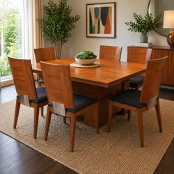 Stunning MCM Solid Walnut Dining Table + 6 Chairs