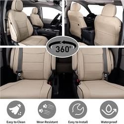EKR Full Set Seat Covers for 2021–2026 Toyota Sienna – Beige Leatherette