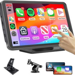 7 Inch Portable Touch Screen Car Stereo with Wireless Carplay & Android Auto,Mirror Link,Bluetooth,AUX,FM,Siri,Voice Control for All Vehicles Q7