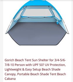 Gorich beach tent sun shelter designed for 3-4 people.