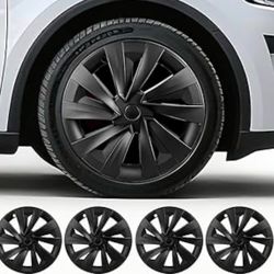 4PCS Wheel Covers for New Tesla Model Y Juniper 19 inch 2025-2026, Hubcaps Fits for Tesla Model Y Juniper, Rim Cover Protector Wheel Cover,Matte Black