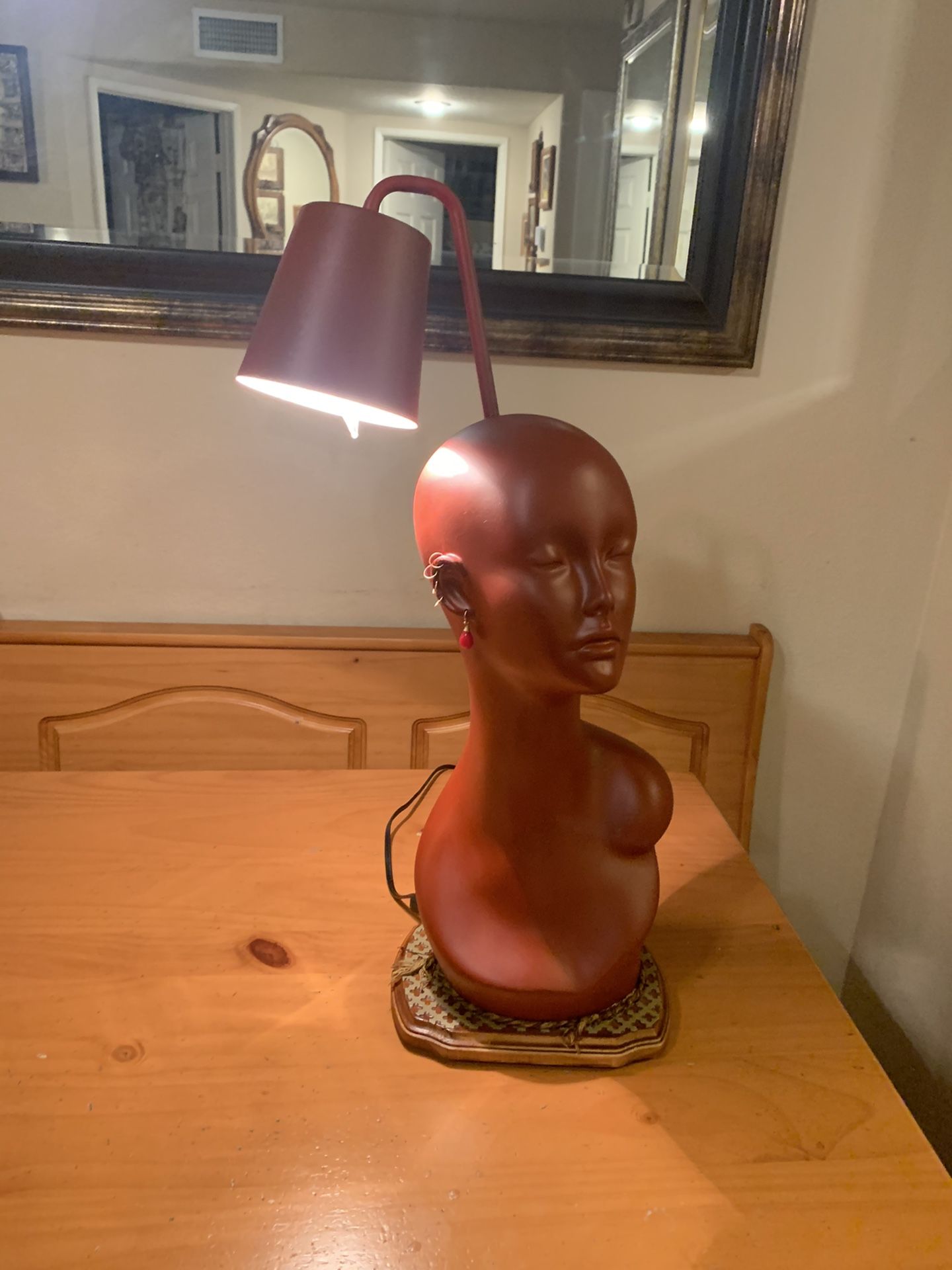 Red Mannequin Head Lamp