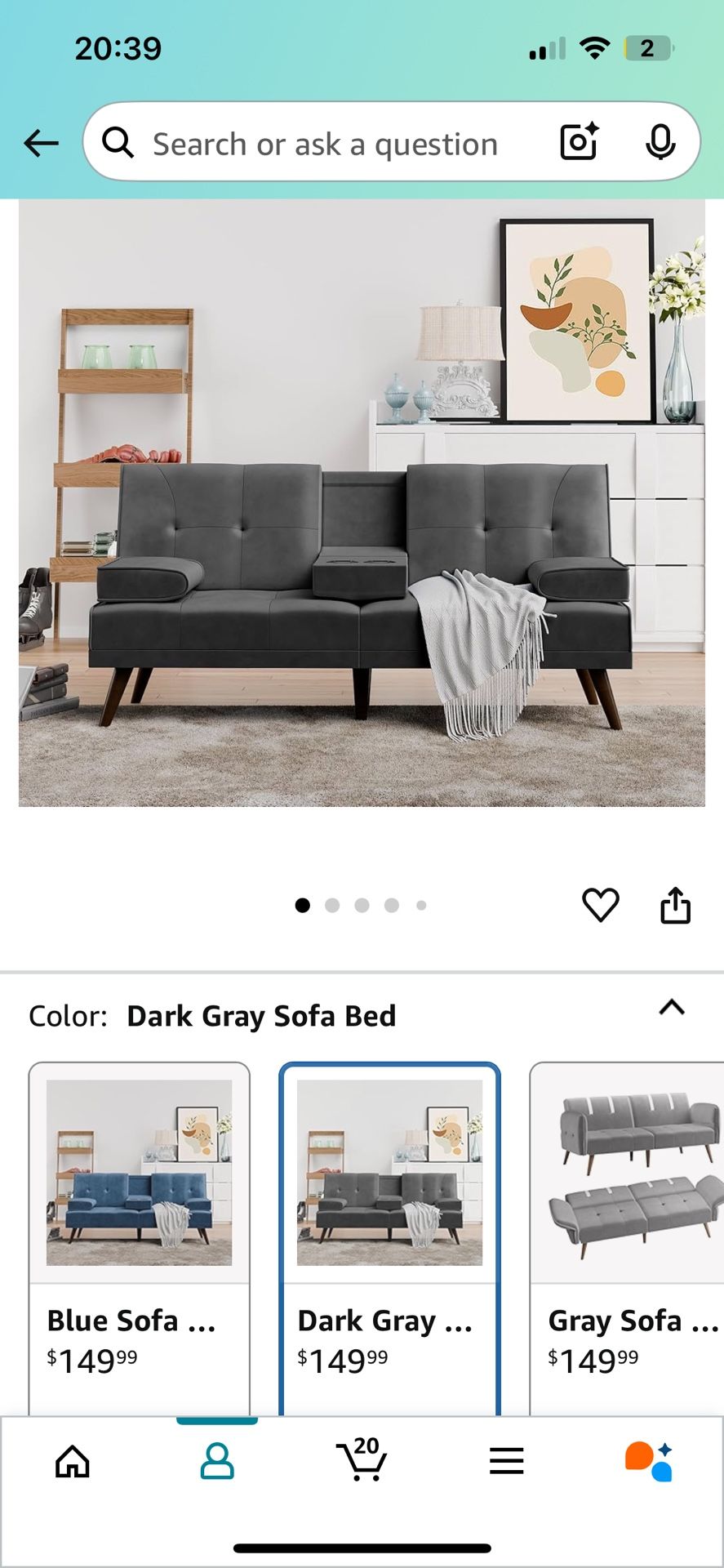 Shintenchi Velvet Futon Sofa Bed, Leather Foldable Couch, Reclining Sleeper w/Removable Armrests, Upholstered Loveseat w/Folding Cup Holders for Home,