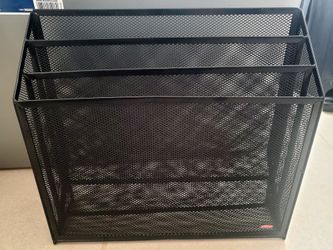 Black Mesh Desk File Organizer 3 Vertical Slots