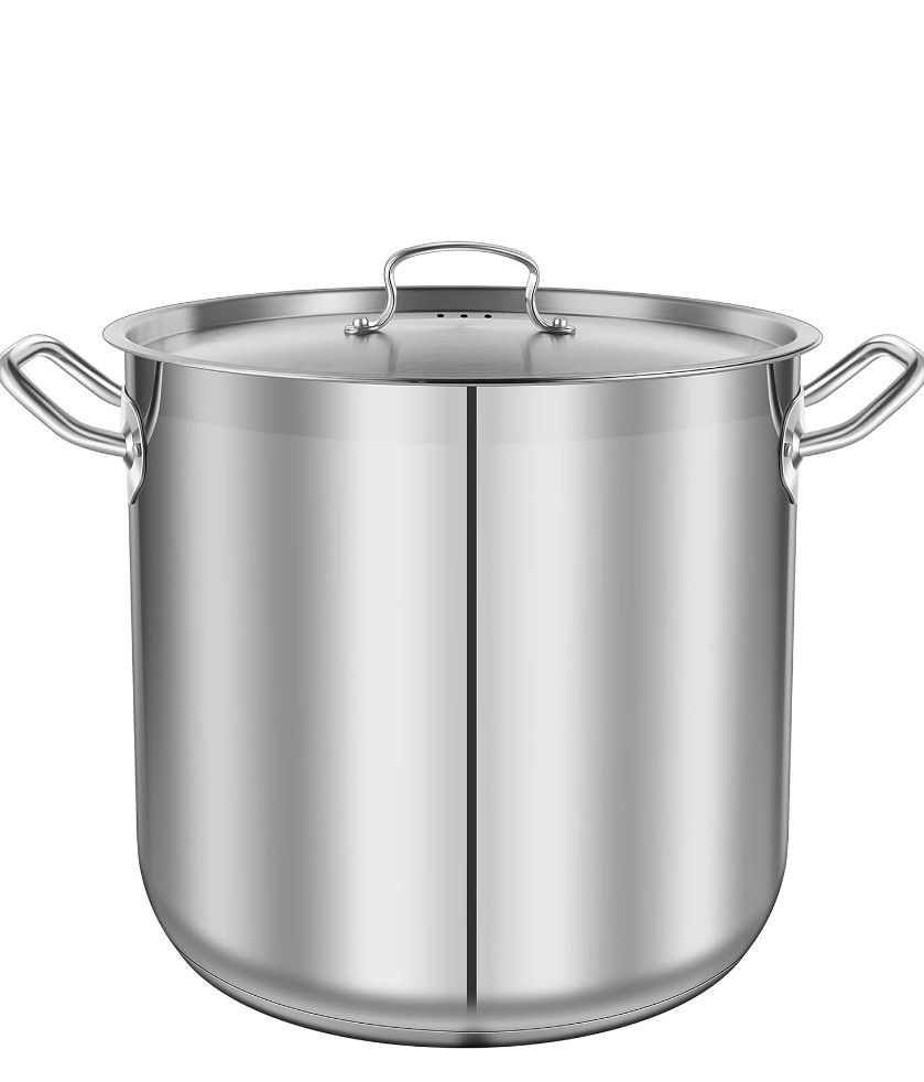 Nutrichef Stainless Steel Cookware Stockpot, 30 Quart Heavy Duty Induction Soup Pot With Stainless Steel Lid And Strong Riveted Handles, Even Heat Dis