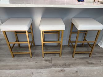 White and gold bar stools