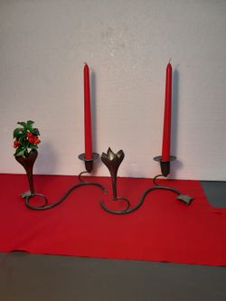 Silver Candlesticks With Floral Vase