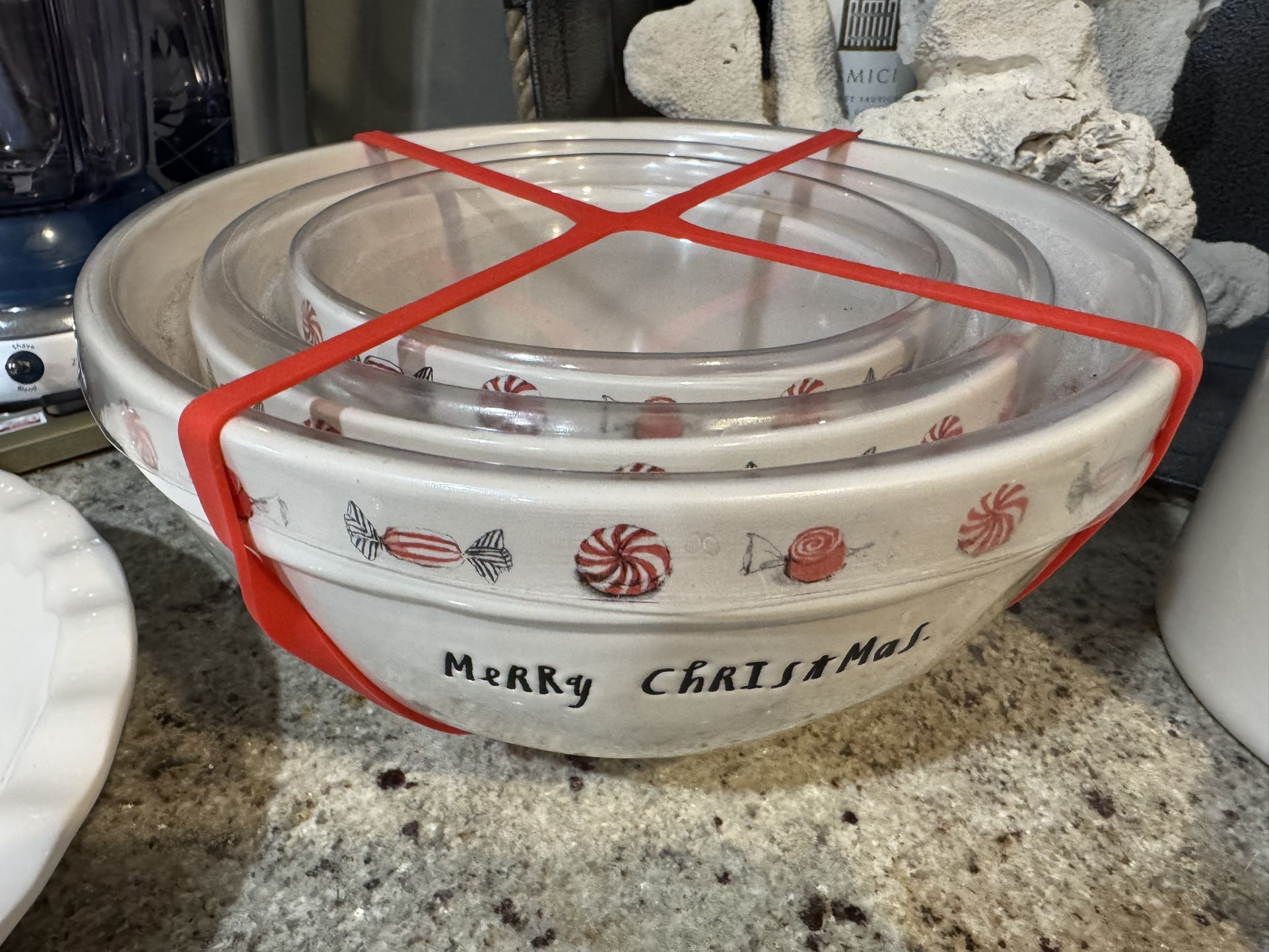 Rae Dunn Merry Christmas 3 Bowl Set