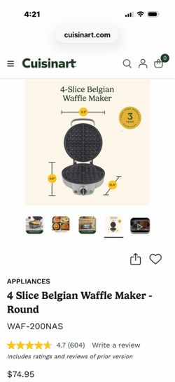 Brand new in box 4 Slice Belgian Waffle Maker - Round