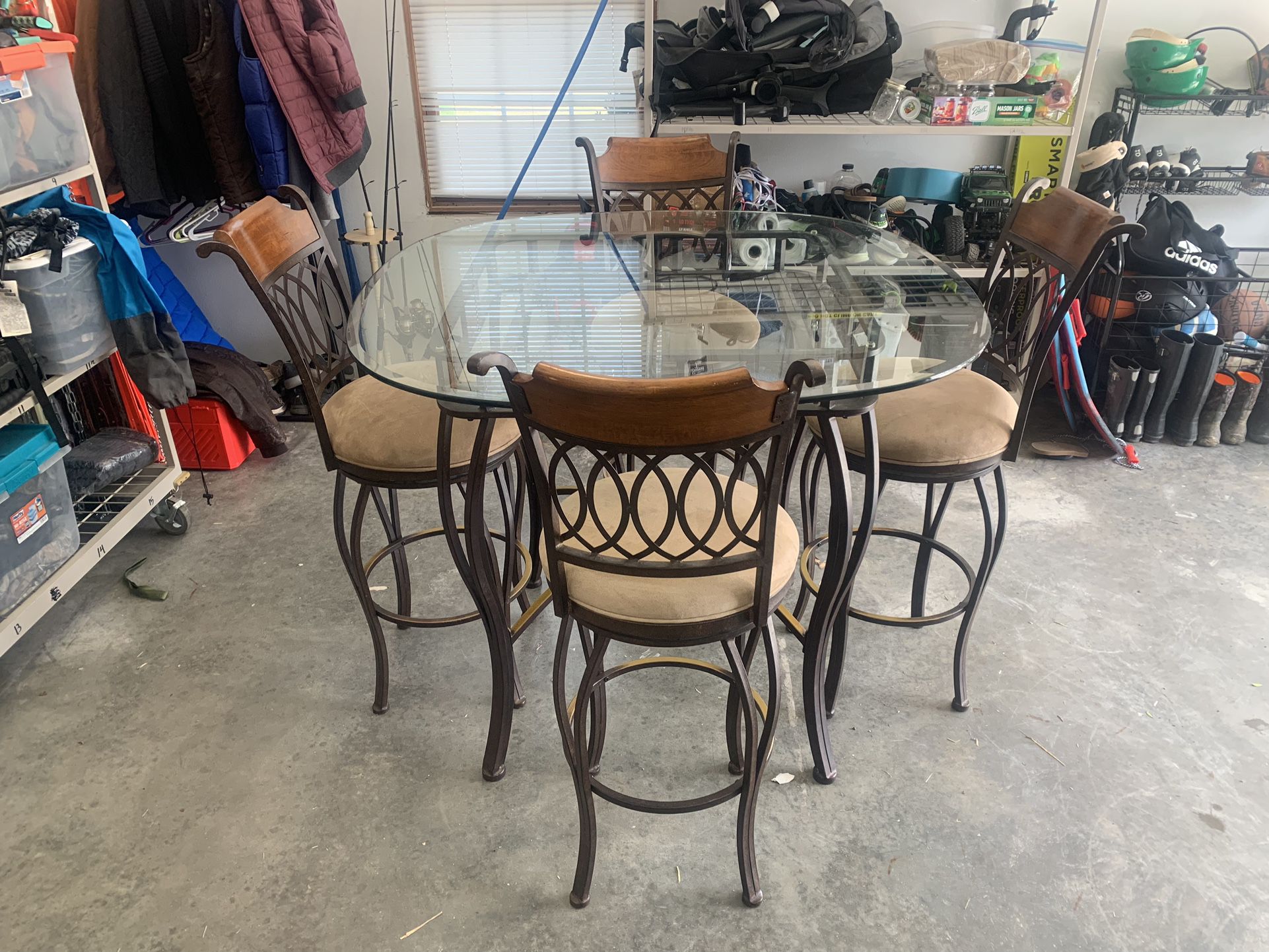 High Breakfast / Dining Table Plus 2 Additional Stools