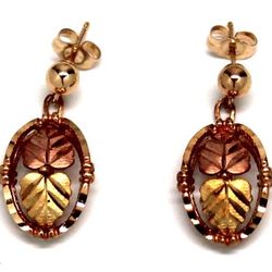 Ladies Black Hills Gold Leaf Earrings