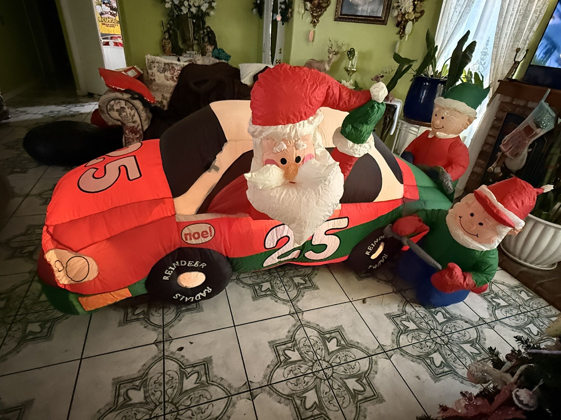 Santa Race Car Inflatable