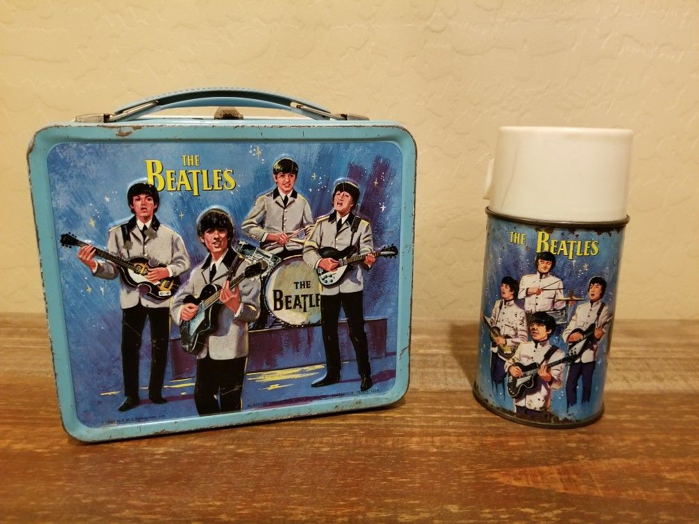 Vintage 1965 Beatles Metal Lunchbox with Glass Thermos RARE