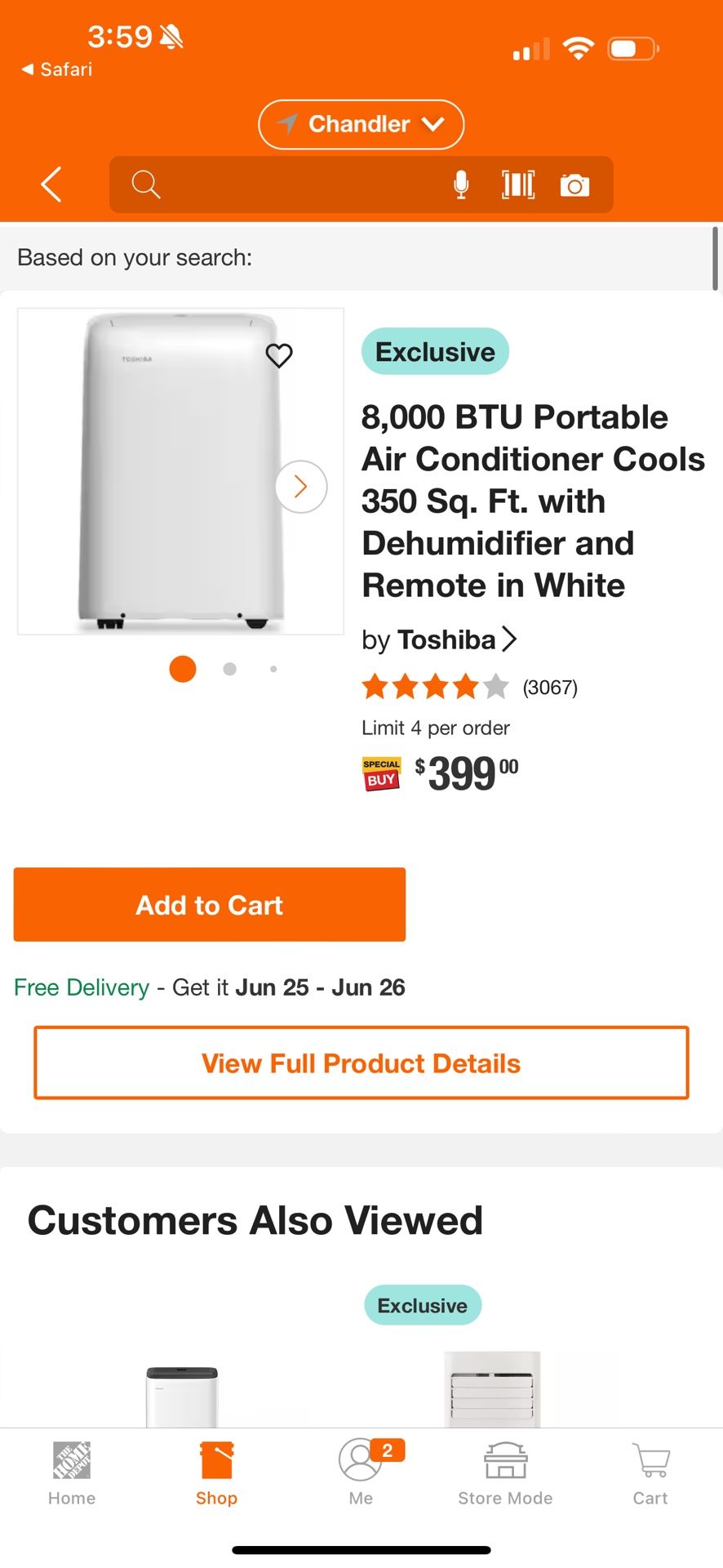 Toshiba 8,000 BTU Portable Air Conditioner