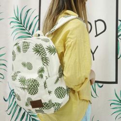 Backpack for Teen Girls Women with Multi-Pockets Cute Bookbag Daypack Travel Bag (Pineapple)