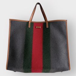 2000s Gucci Wool Classic Color Large Tote Bag 