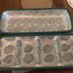 Beautiful Brand New Porcelain In Box Serving Dish Set.(NEW) Never Used.