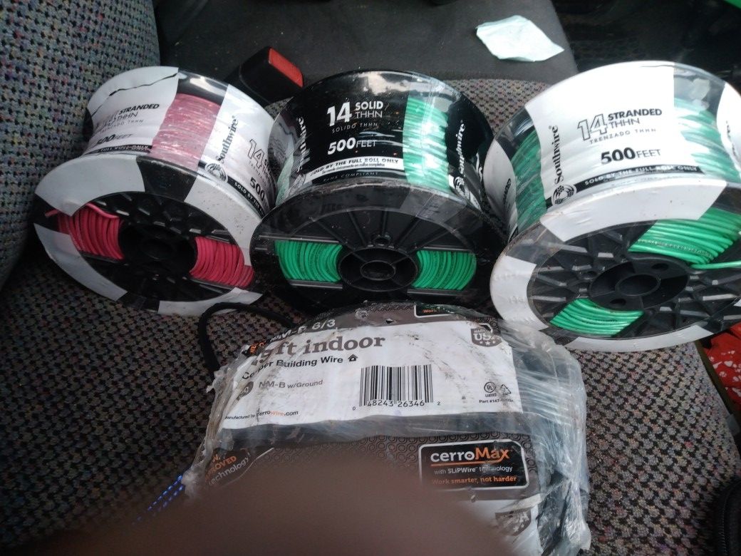 14gauge Thnn Wire Stranded Red Green 14 Gauge Thnn Wire Solid And 8/3