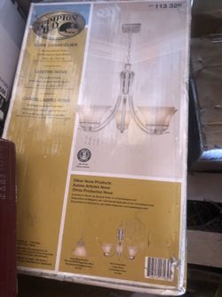 Hampton Bay Nove 5 lights Nickel Chandelier with White Glass Shades