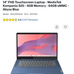 Chromebook Laptop - 14" Touchscreen