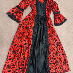 New Small red black Victorian vintage renaissance Piriate dress costume goth