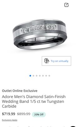 Men's Diamond Wedding Band 1/5 ct tw Tungsten