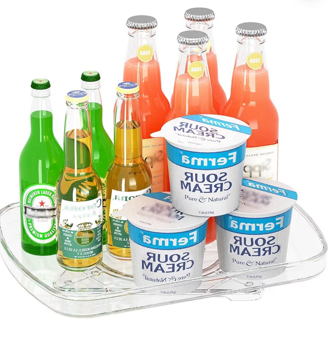 SPACEKEEPER Lazy Susan Turntable Organizer for Fridge Organization and Storage, Rectangle Turntable Lazy Susan Spice Rack for Cabinet Pantry Counterto