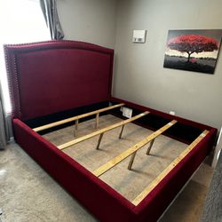 Red Velvet King Bed Frame (Free Delivery Within 20 Miles)