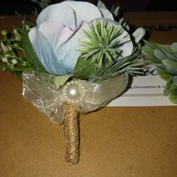 2 Light Blue Boutonnieres