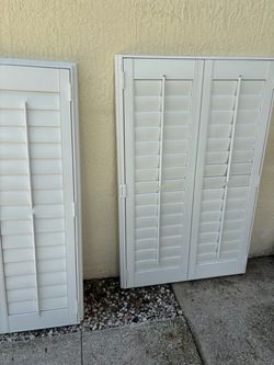 2 White Interior Plantation Shutters Set