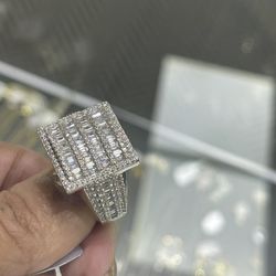 Sterling Silver Ring Mens Mossenite Diamond.. 